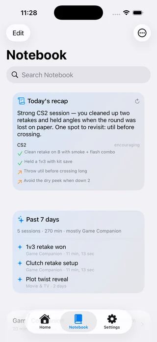 A Wombow daily recap card on iPhone